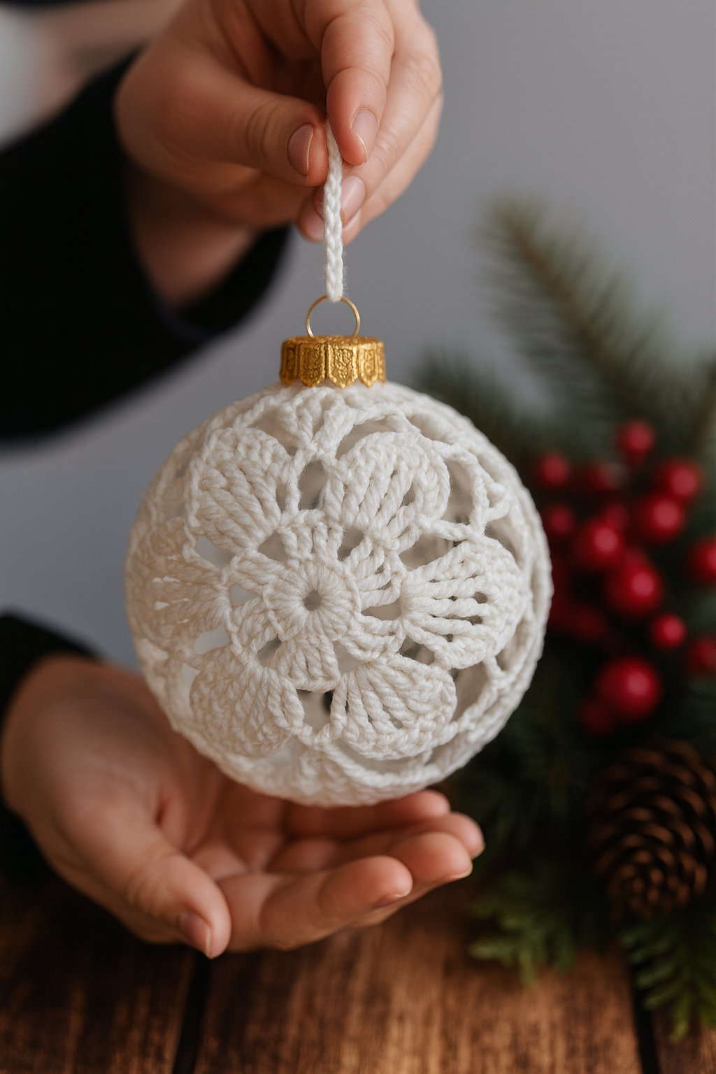 Bola creme com padrão floral